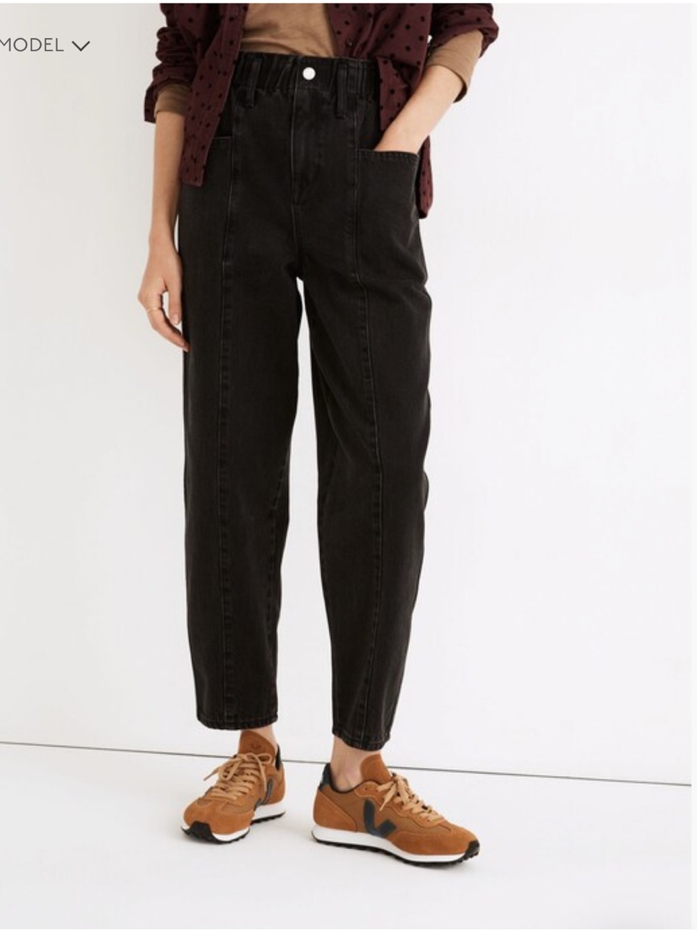 Madewell Pull-On Balloon Jeans in Hobson Wash: Paperbag Edition Sz L
